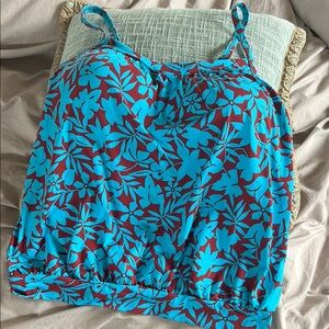 NWT Lands' End Blue and Rust Colored Swimsuit Tankini top
